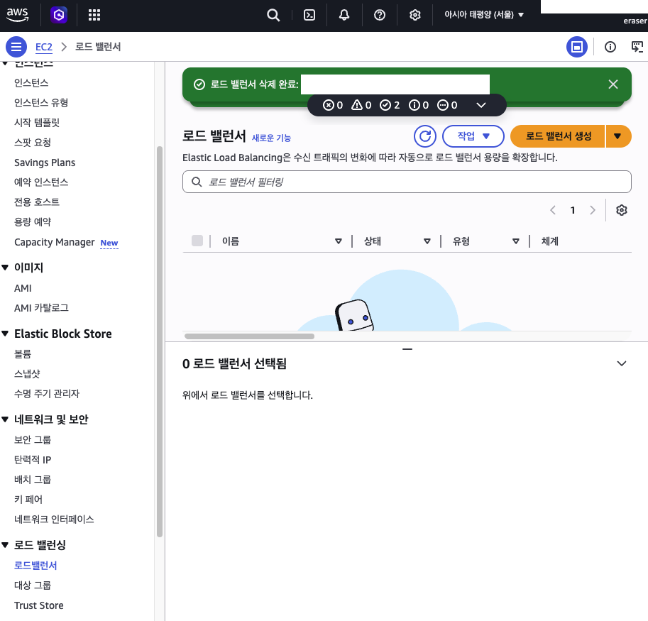Load Balancer 삭제 완료