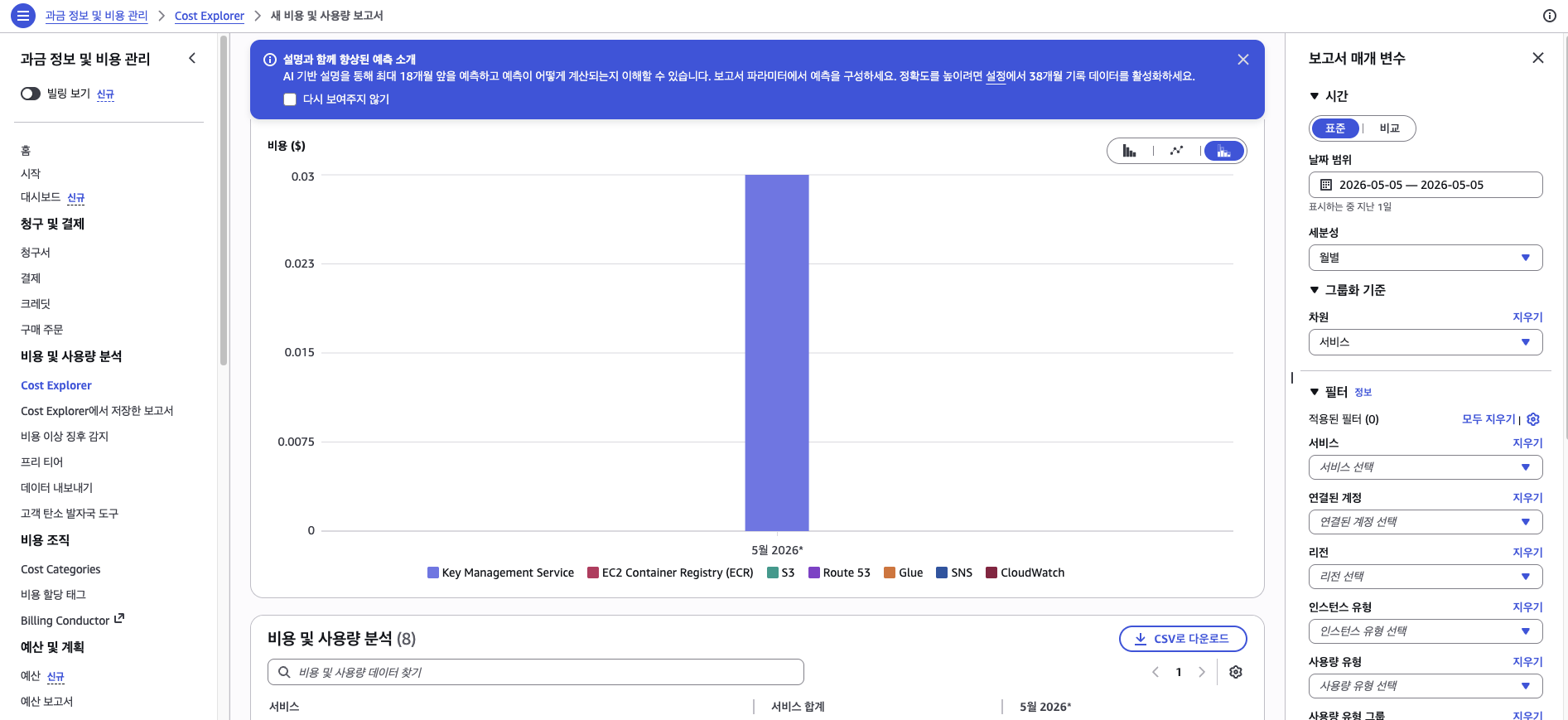 Cost Explorer 5/5: 잔여 비용 확인