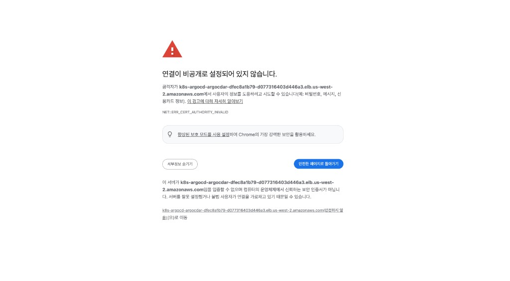 ArgoCD 콘솔 접속 시 인증서 경고
