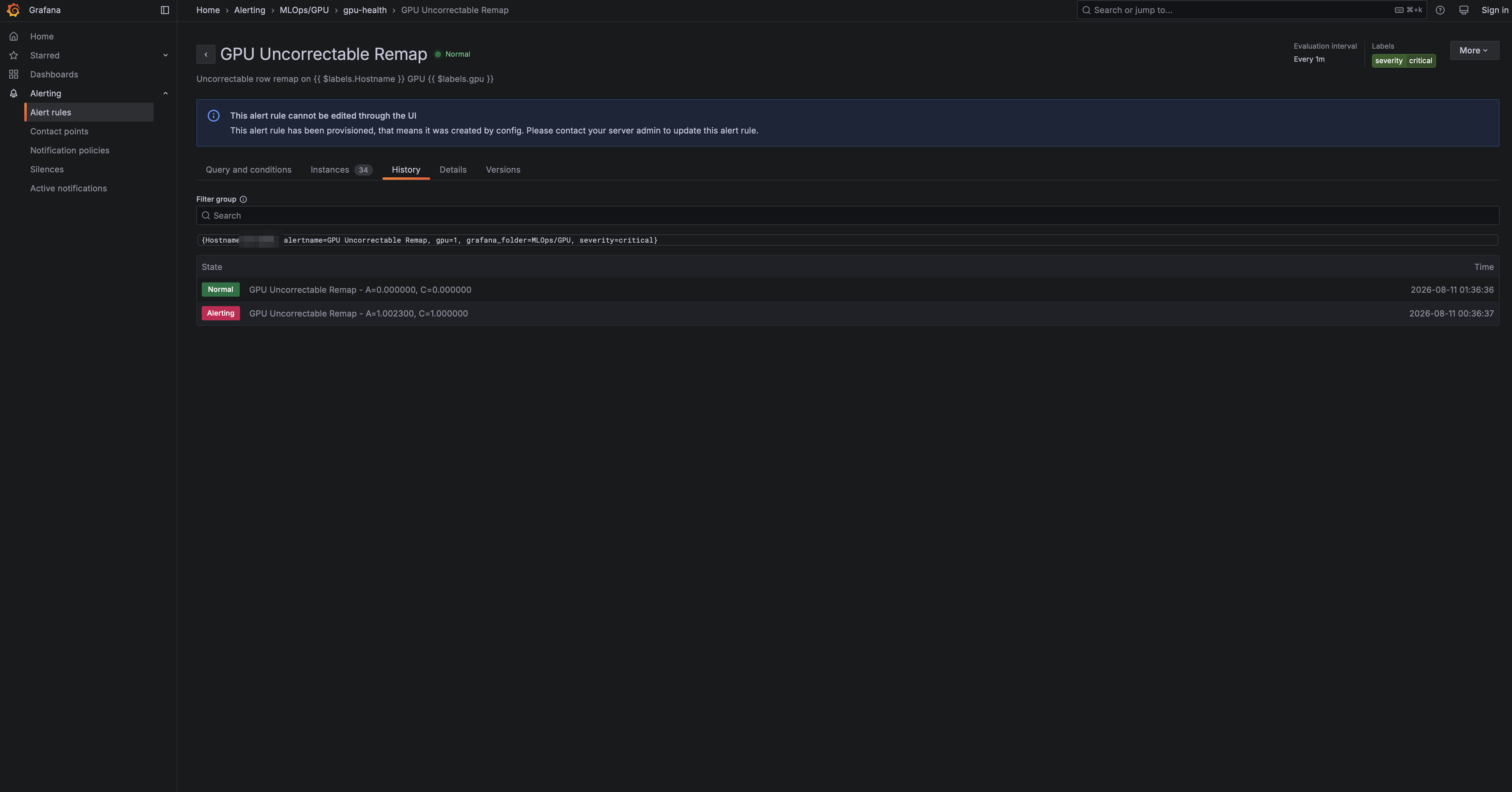 Grafana alert history