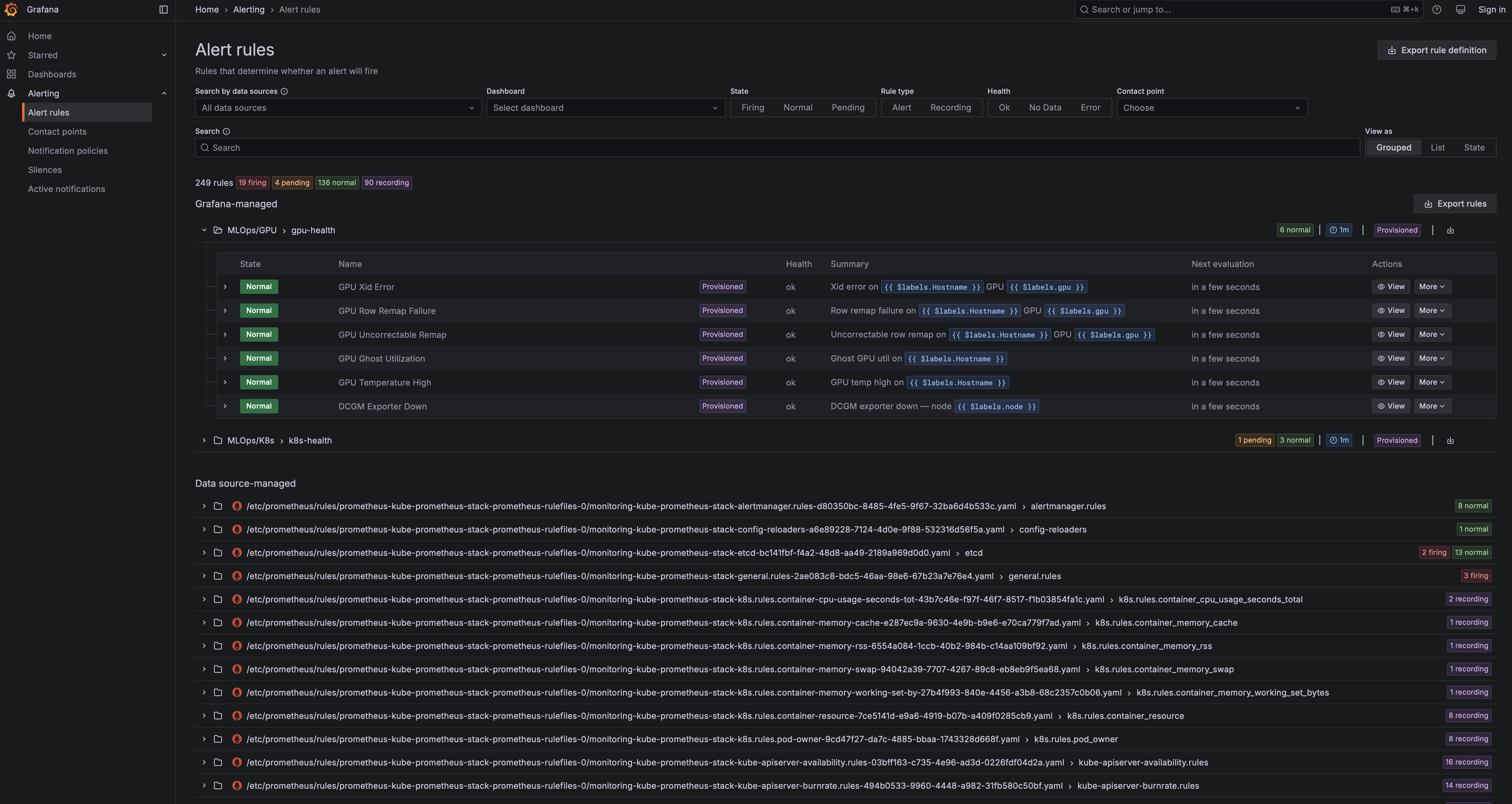 Grafana gpu-health alert rules