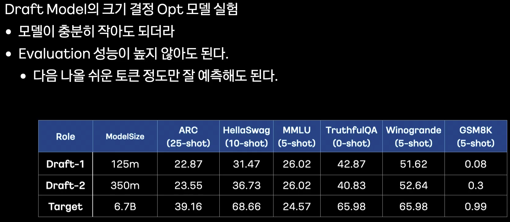 Kakao의 OPT draft 크기 실험
