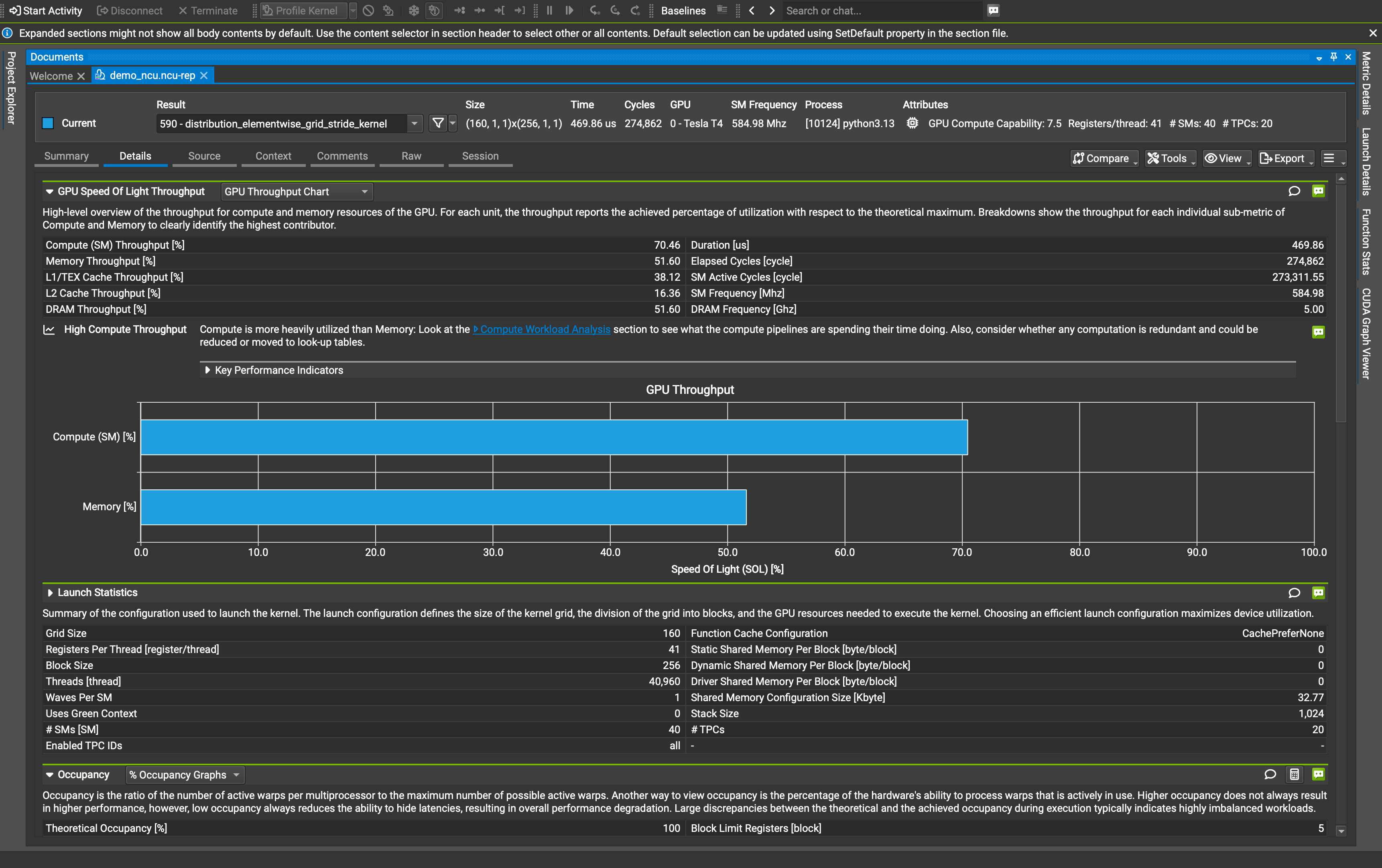 Nsight Compute Speed Of Light 와 Launch Statistics